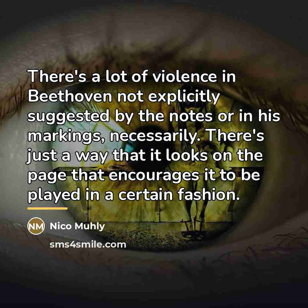 “There's a lot of violence in Beethoven not explicitly suggested…” quote by Nico Muhly