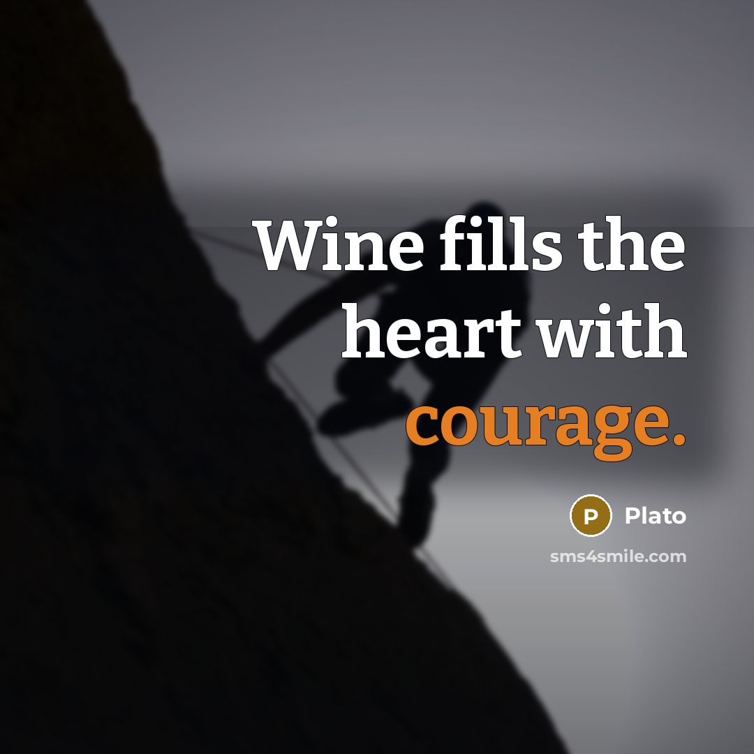 “Wine fills the heart with courage.…” quote by Plato
