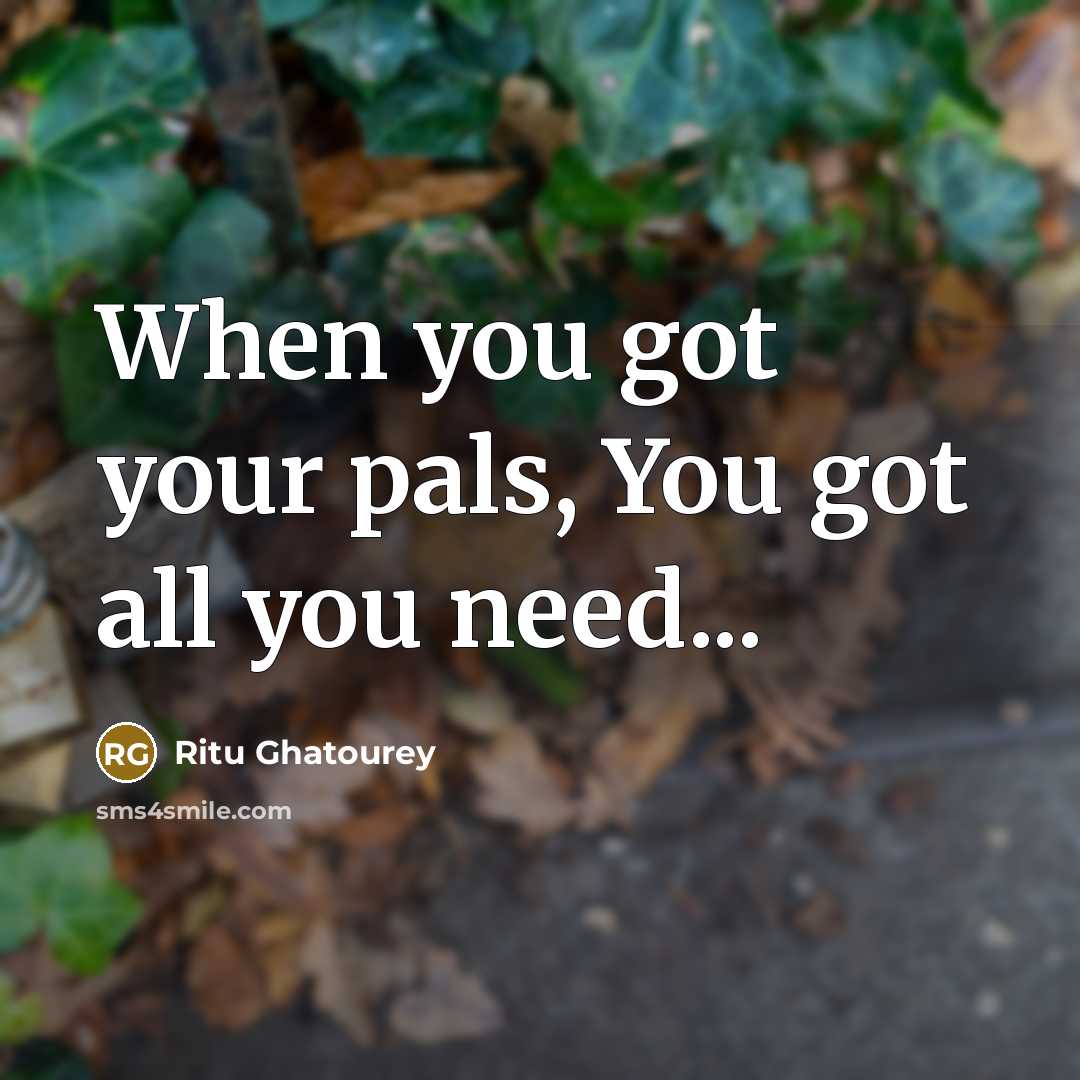 “When you got your pals, You got all you need...…” quote by Ritu Ghatourey