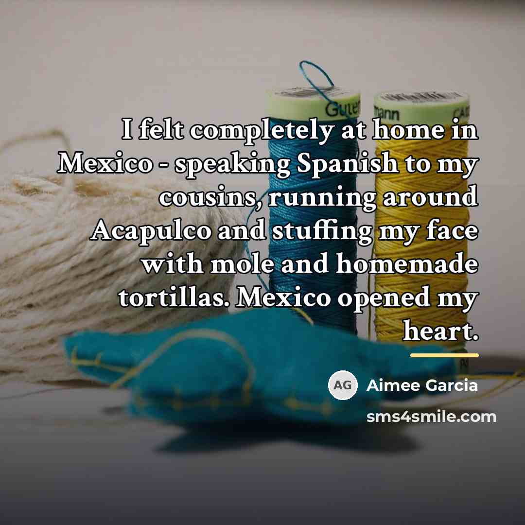 “I felt completely at home in Mexico - speaking Spanish…” quote by Aimee Garcia