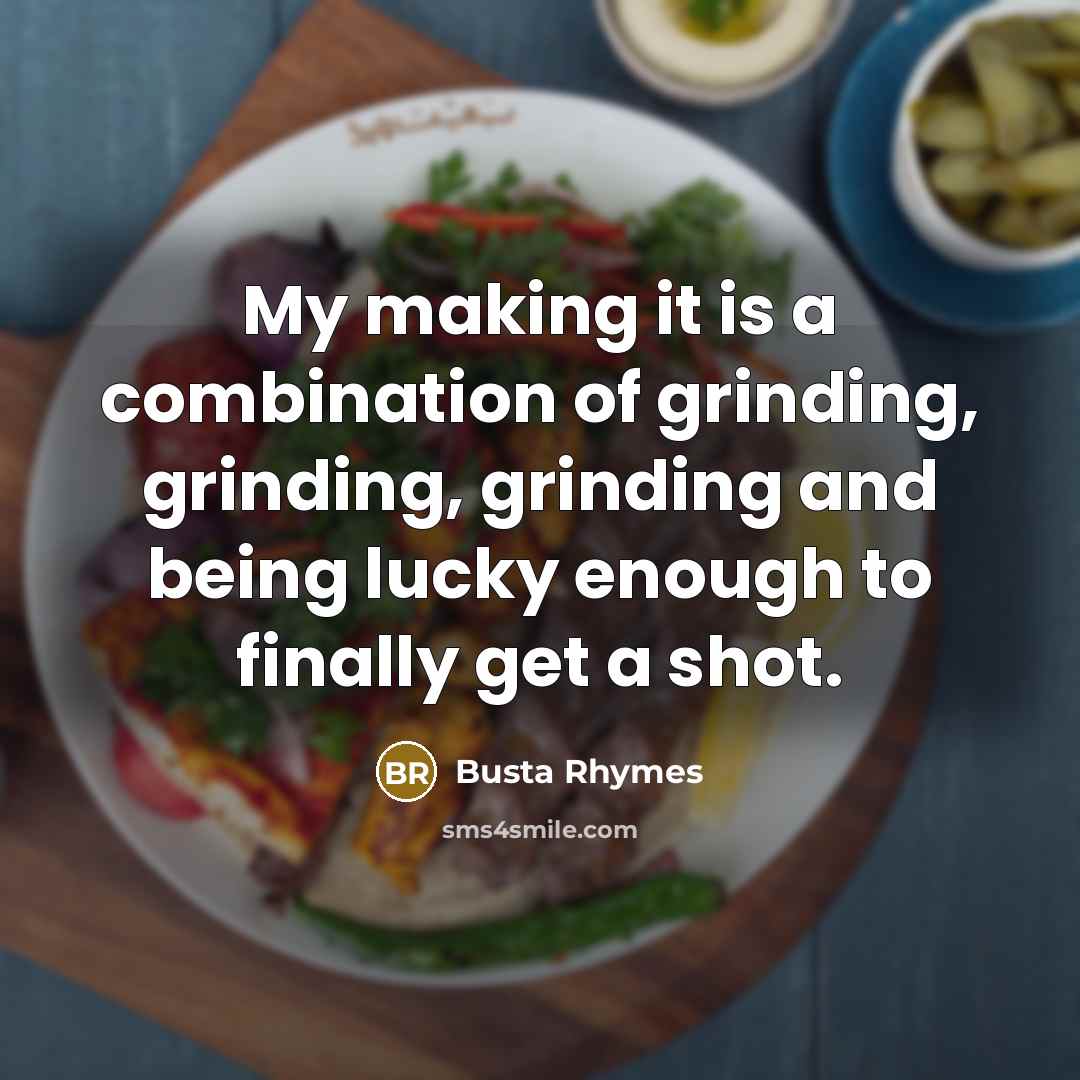 “My making it is a combination of grinding, grinding, grinding…” quote by Busta Rhymes