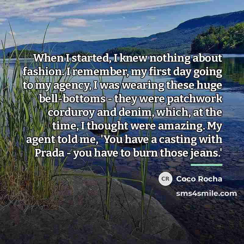 “When I started, I knew nothing about fashion. I remember,…” quote by Coco Rocha