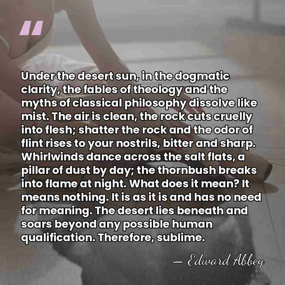 Under the desert sun, in the dogmatic clarity, the fables of theology&hellip; - Edward Abbey