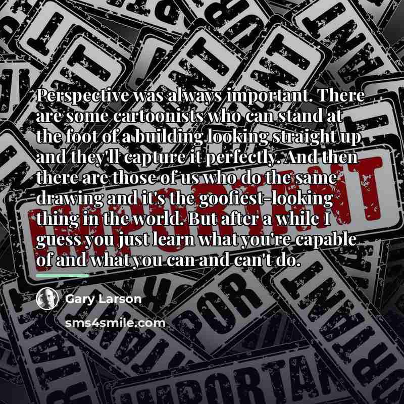 “Perspective was always important. There are some cartoonists who can…” quote by Gary Larson