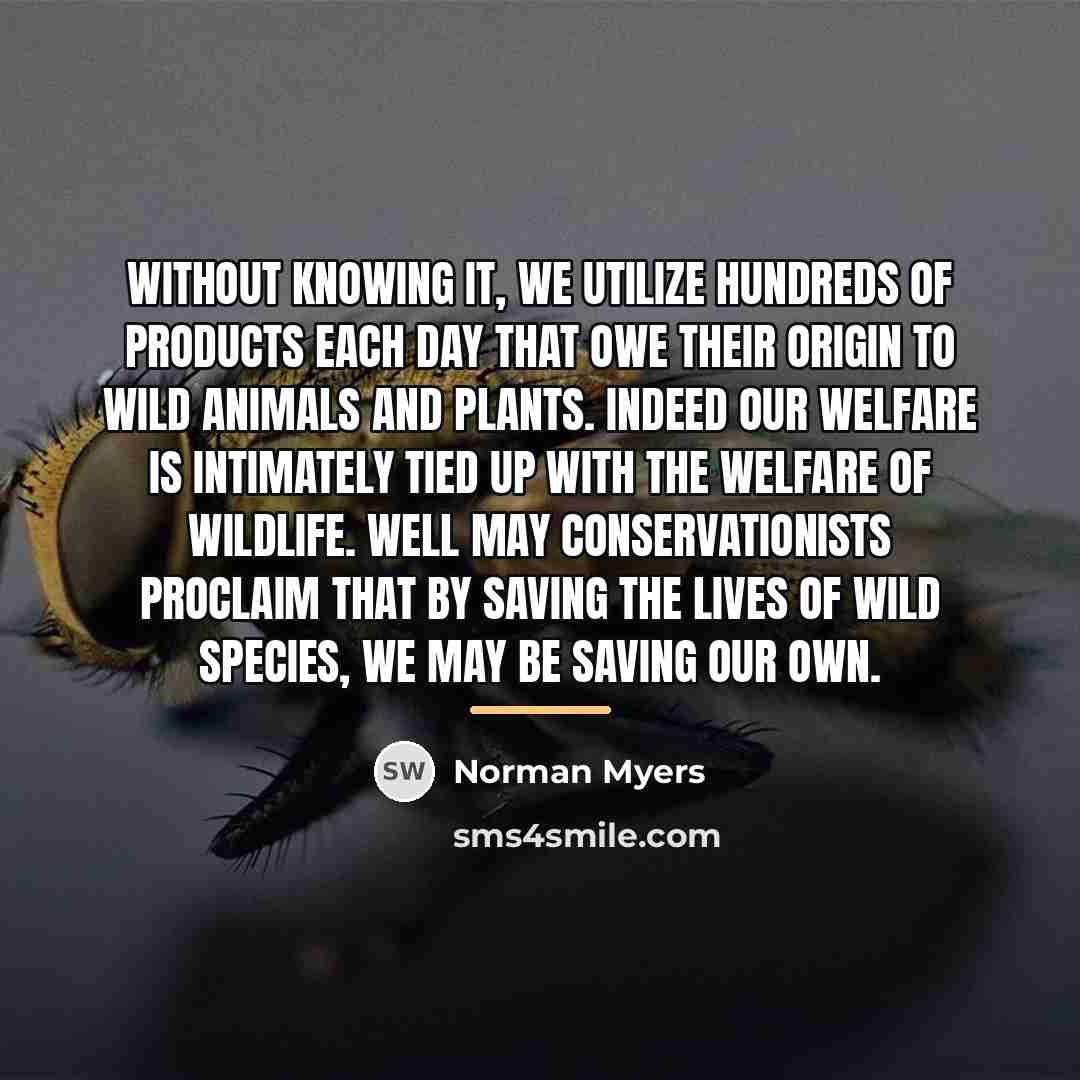 “Without knowing it, we utilize hundreds of products each day…” quote by Norman Myers