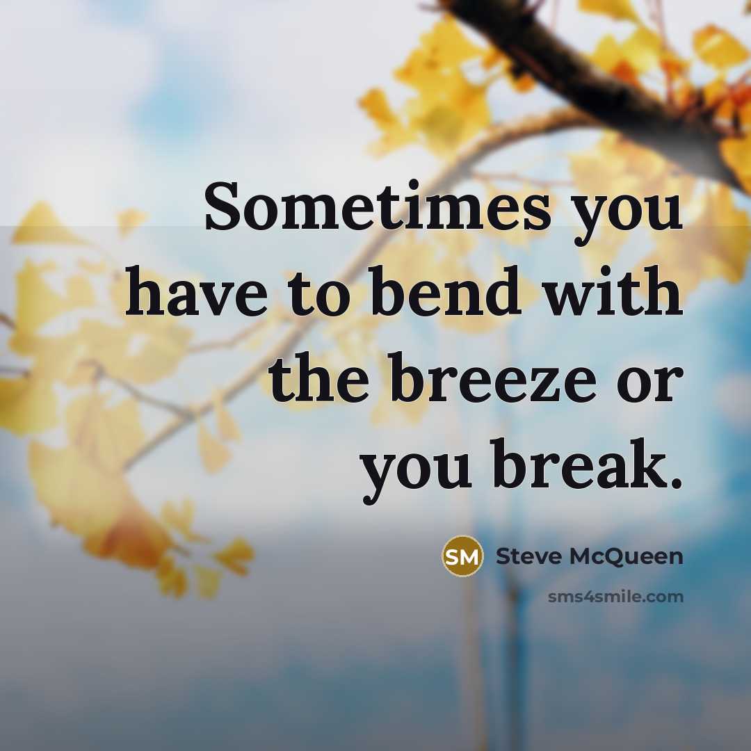 “Sometimes you have to bend with the breeze or you…” quote by Steve McQueen