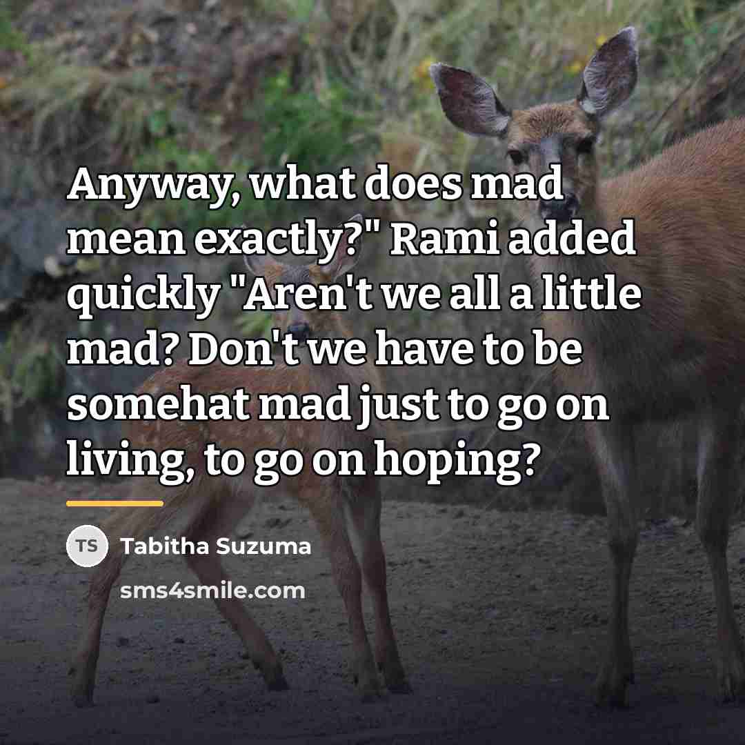 “Anyway, what does mad mean exactly?" Rami added quickly "Aren't…” quote by Tabitha Suzuma