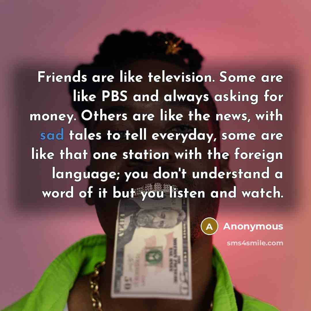 “Friends are like television. Some are like PBS and always…” quote by Anonymous