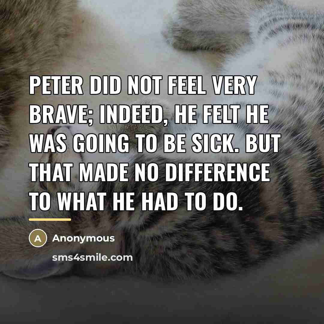 “Peter did not feel very brave; indeed, he felt he…” quote by Anonymous