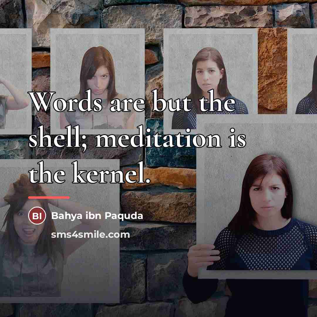 “Words are but the shell; meditation is the kernel.…” quote by Bahya ibn Paquda