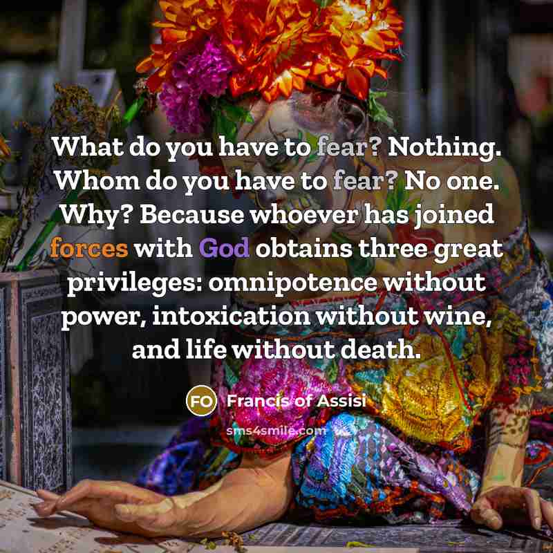“What do you have to fear? Nothing. Whom do you…” quote by Francis of Assisi