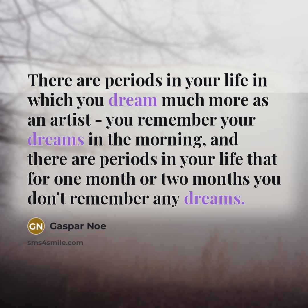 “There are periods in your life in which you dream…” quote by Gaspar Noe