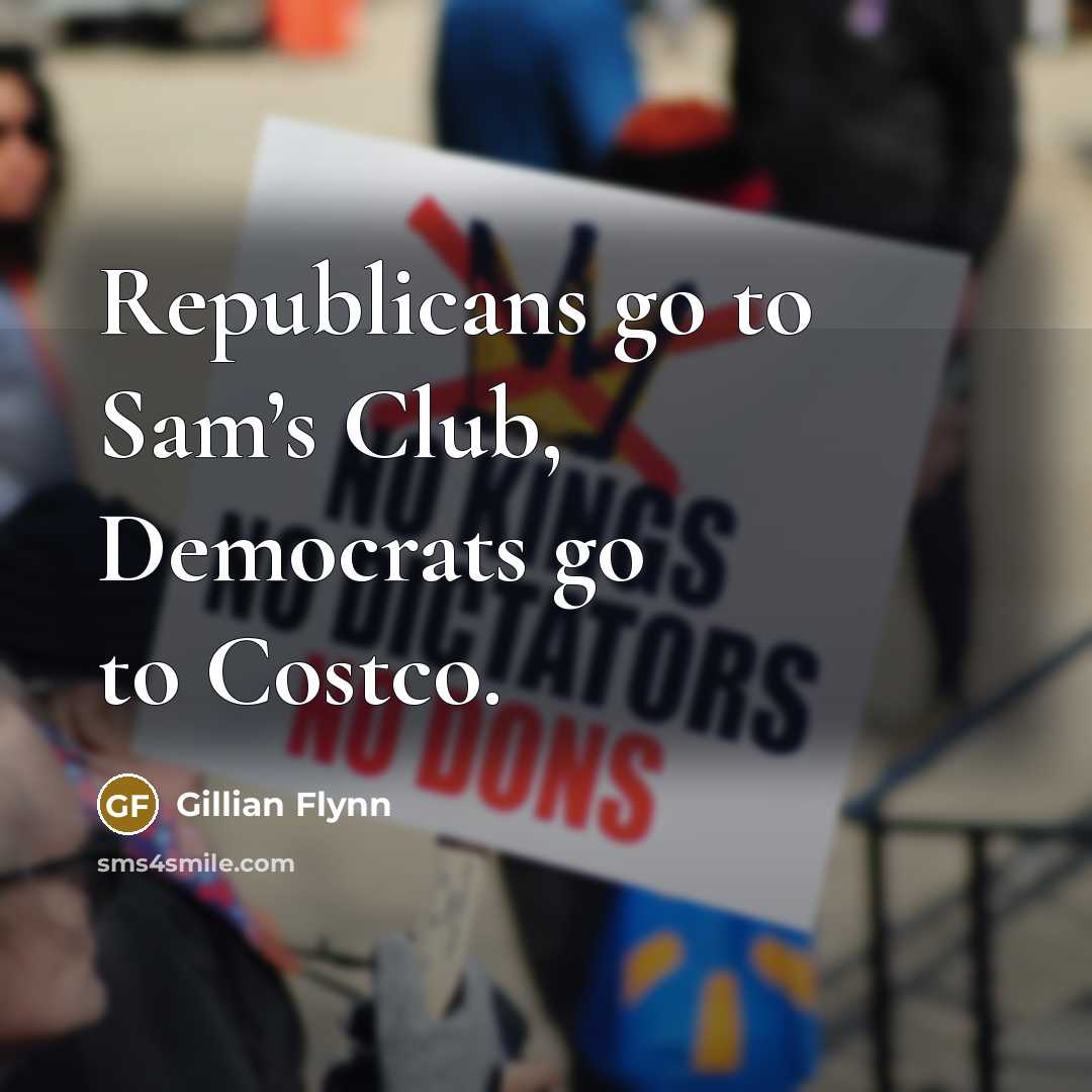 “Republicans go to Sam’s Club, Democrats go to Costco.…” quote by Gillian Flynn