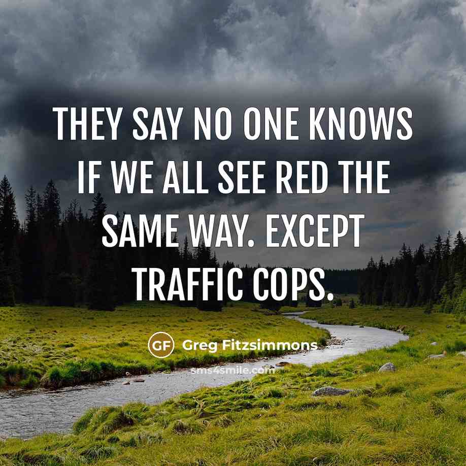 “They say no one knows if we all see red…” quote by Greg Fitzsimmons