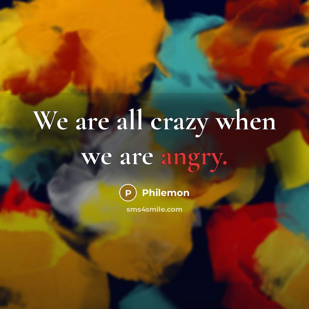 “We are all crazy when we are angry.…” quote by Philemon