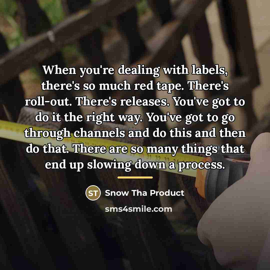 “When you're dealing with labels, there's so much red tape.…” quote by Snow Tha Product