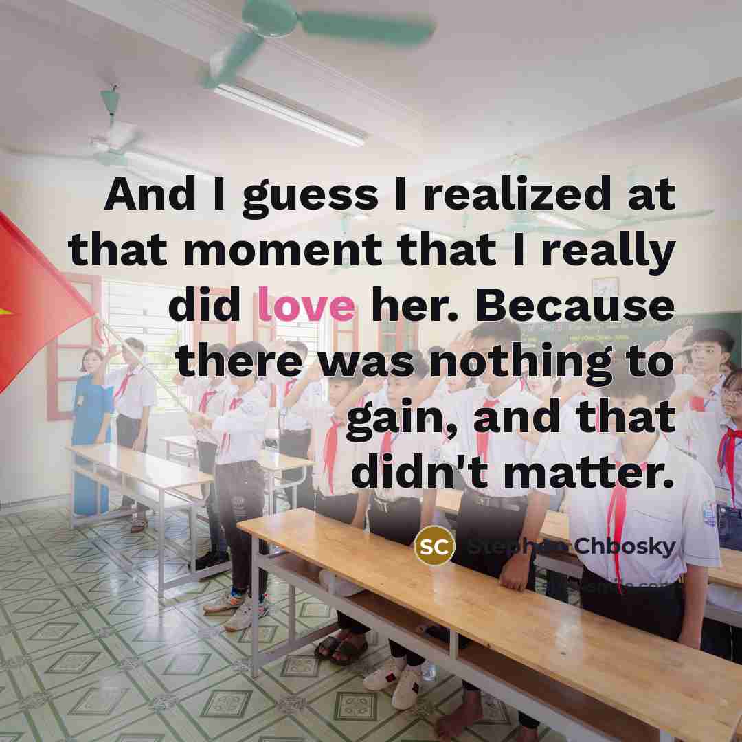 “And I guess I realized at that moment that I…” quote by Stephen Chbosky