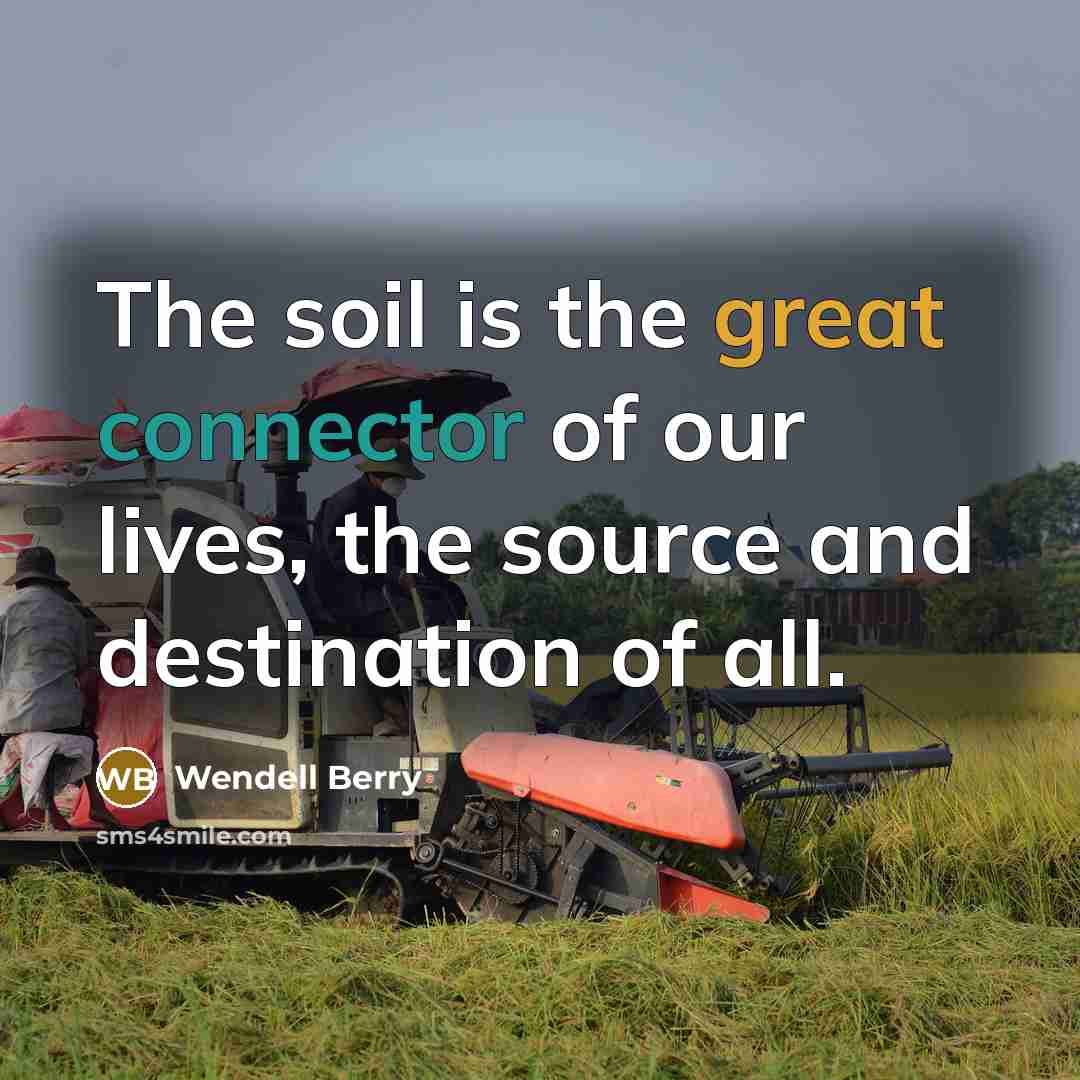 “The soil is the great connector of our lives, the…” quote by Wendell Berry