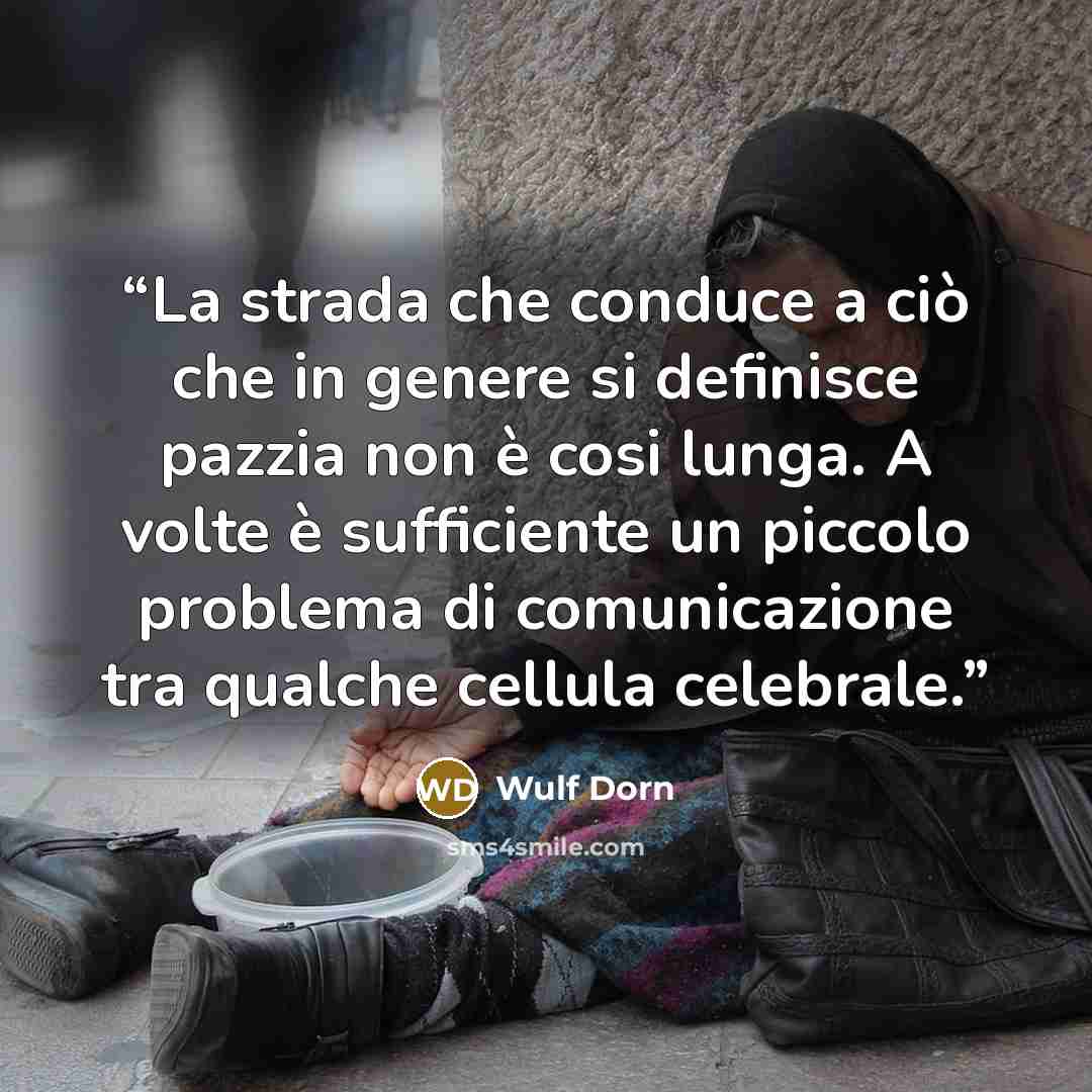 “La strada che conduce a ciò che in genere si definisce pazzia non è cosi lunga. A volte è sufficiente un piccolo problema di comunicazione tra qualche cellula celebrale.” quote by Wulf Dorn