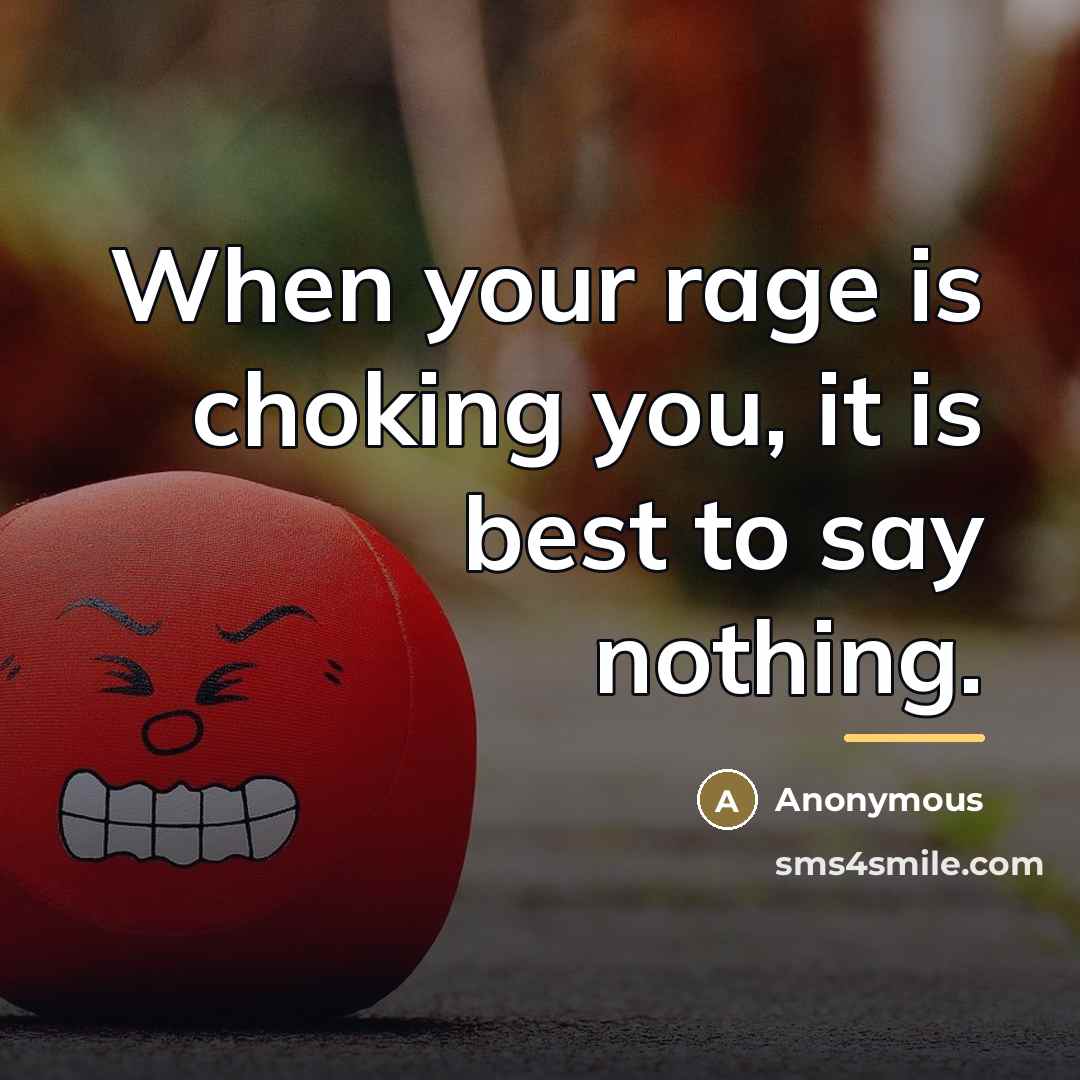 “When your rage is choking you, it is best to…” quote by Anonymous
