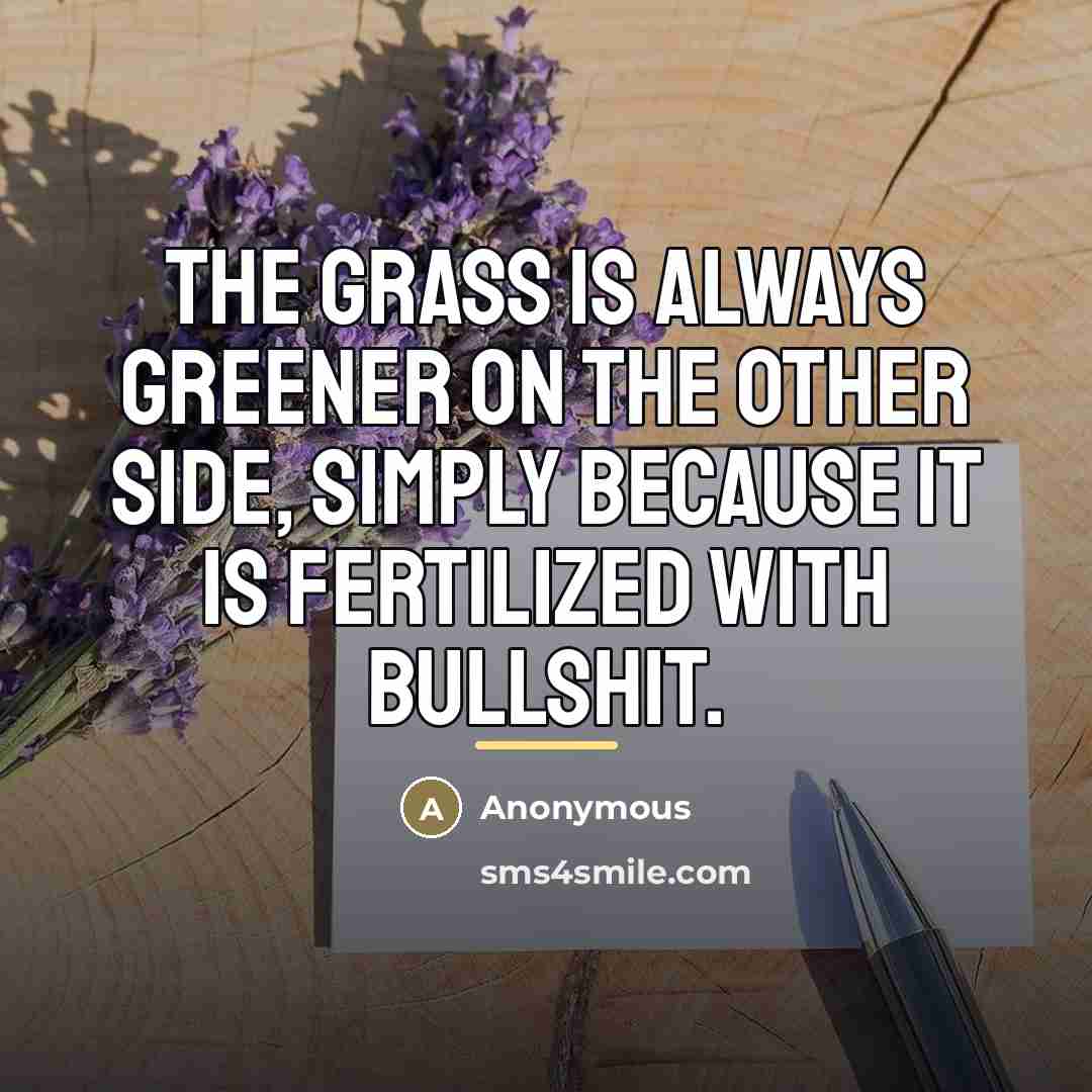 “The Grass is always greener on the other side, simply…” quote by Anonymous
