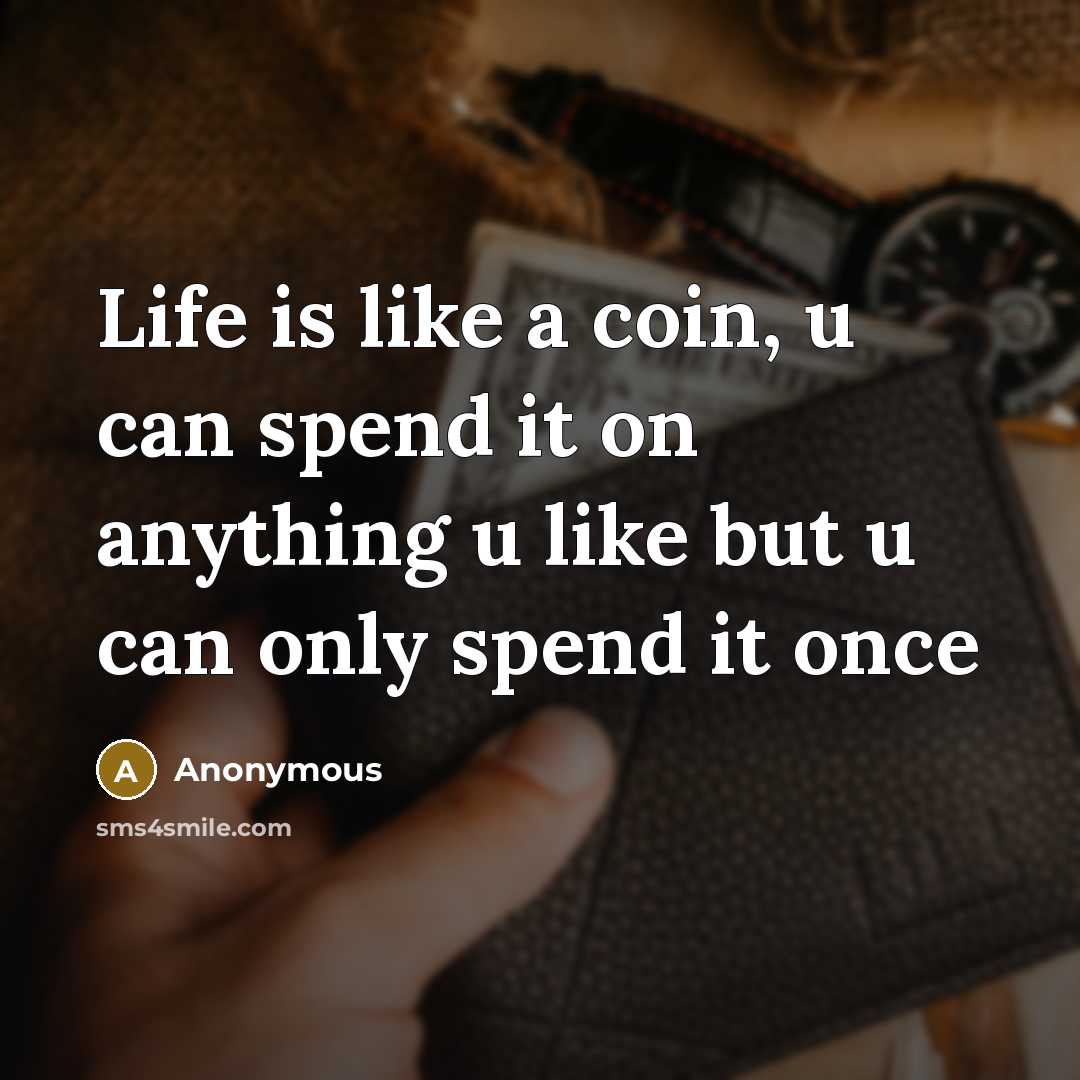 “Life is like a coin, u can spend it on…” quote by Anonymous