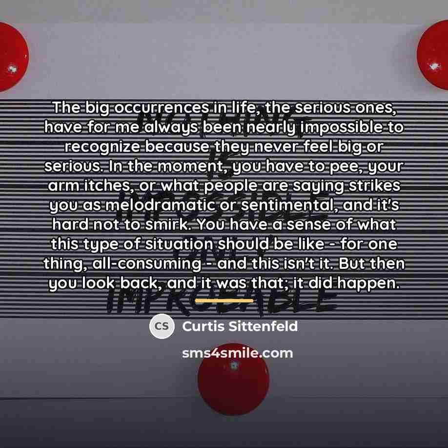 “The big occurrences in life, the serious ones, have for…” quote by Curtis Sittenfeld