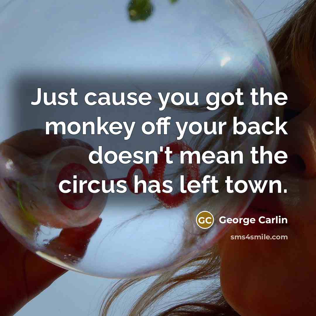 “Just cause you got the monkey off your back doesn't…” quote by George Carlin