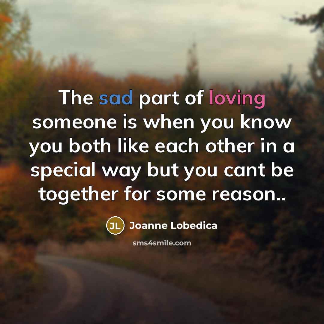 “The sad part of loving someone is when you know…” quote by Joanne Lobedica
