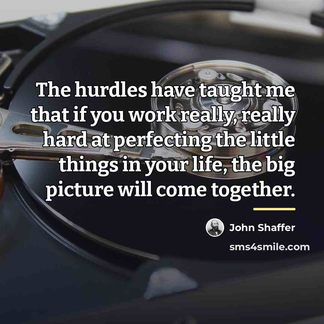 “The hurdles have taught me that if you work really,…” quote by John Shaffer