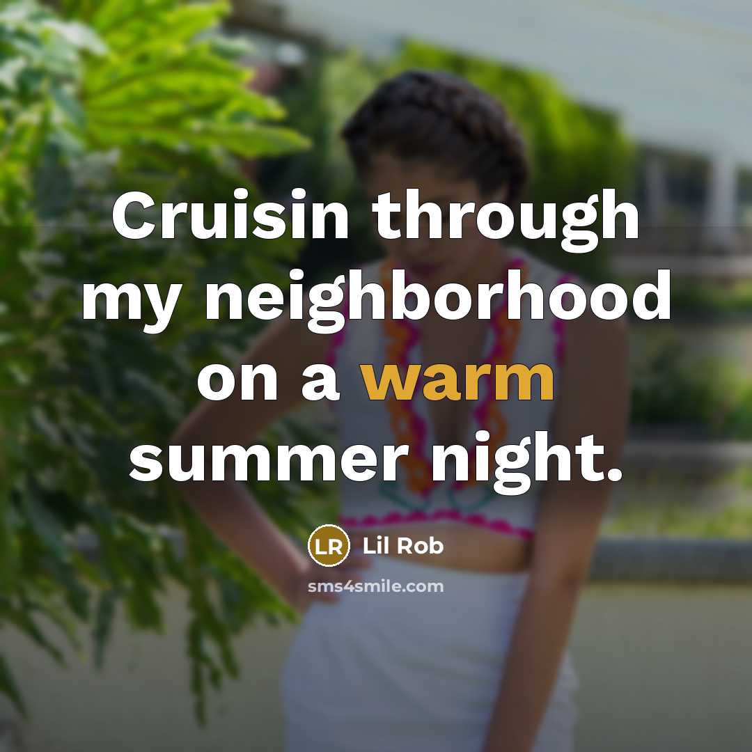 “Cruisin through my neighborhood on a warm summer night.…” quote by Lil Rob