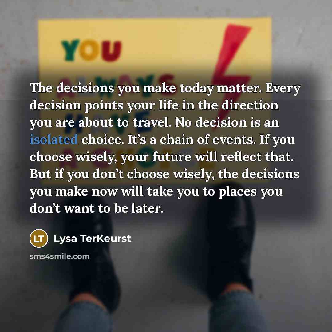 “The decisions you make today matter. Every decision points your…” quote by Lysa TerKeurst