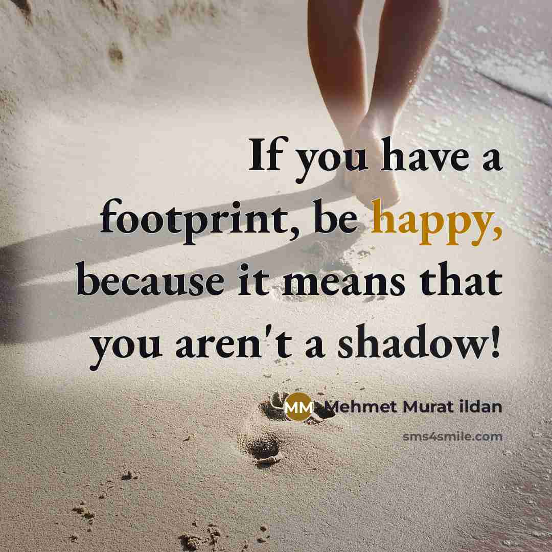 “If you have a footprint, be happy, because it means…” quote by Mehmet Murat Ildan