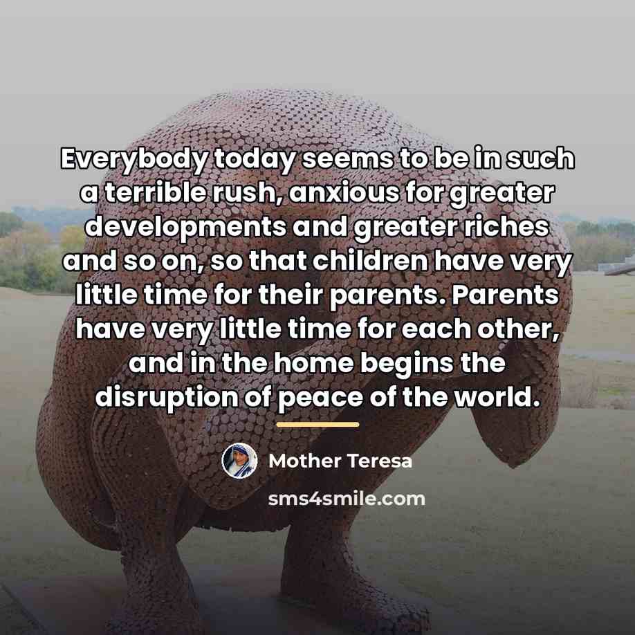“Everybody today seems to be in such a terrible rush,…” quote by Mother Teresa