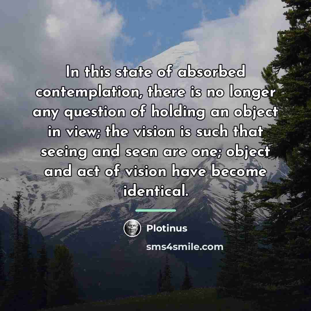 “In this state of absorbed contemplation, there is no longer…” quote by Plotinus
