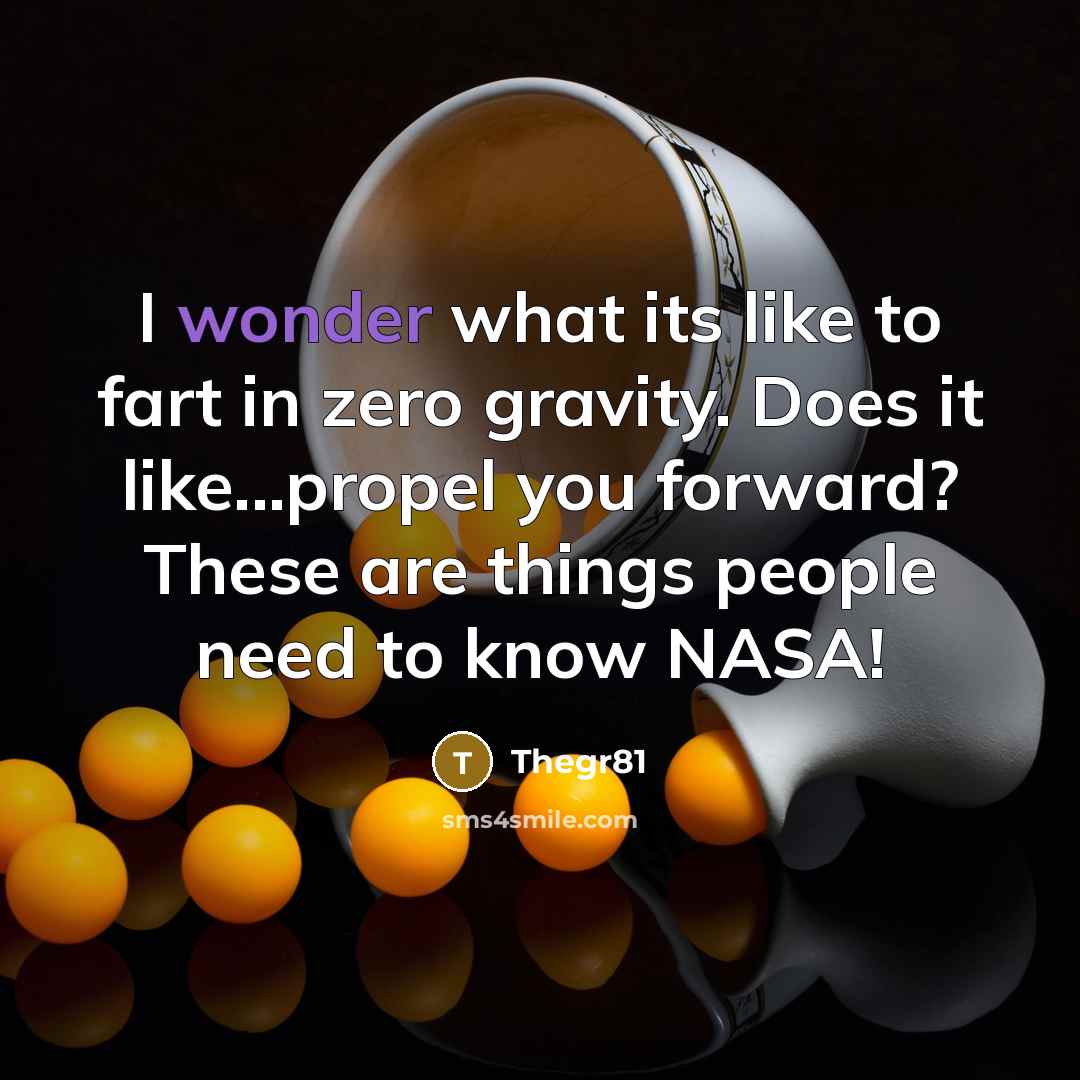 “I wonder what its like to fart in zero gravity.…” quote by Thegr81
