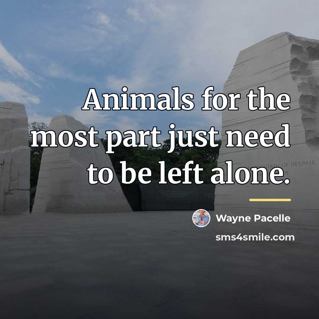 “Animals for the most part just need to be left…” quote by Wayne Pacelle