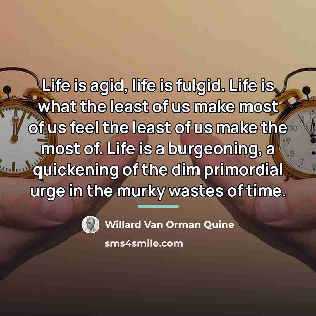 “Life is agid, life is fulgid. Life is what the…” quote by Willard Van Orman Quine