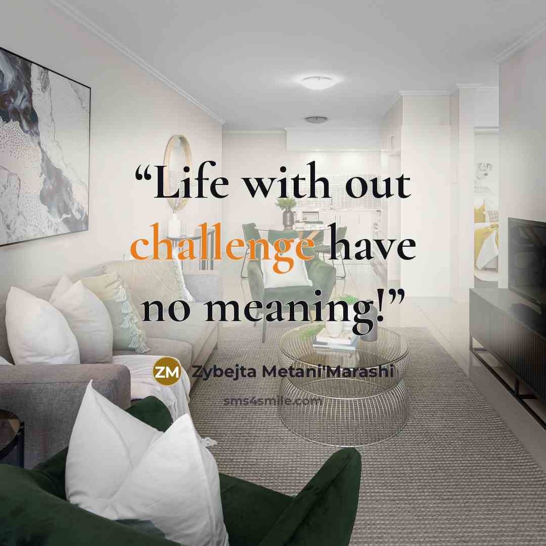 “Life with out challenge have no meaning!” quote by Zybejta Metani'Marashi