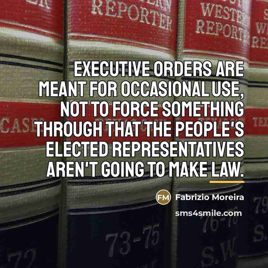 “Executive orders are meant for occasional use, not to force…” quote by Fabrizio Moreira