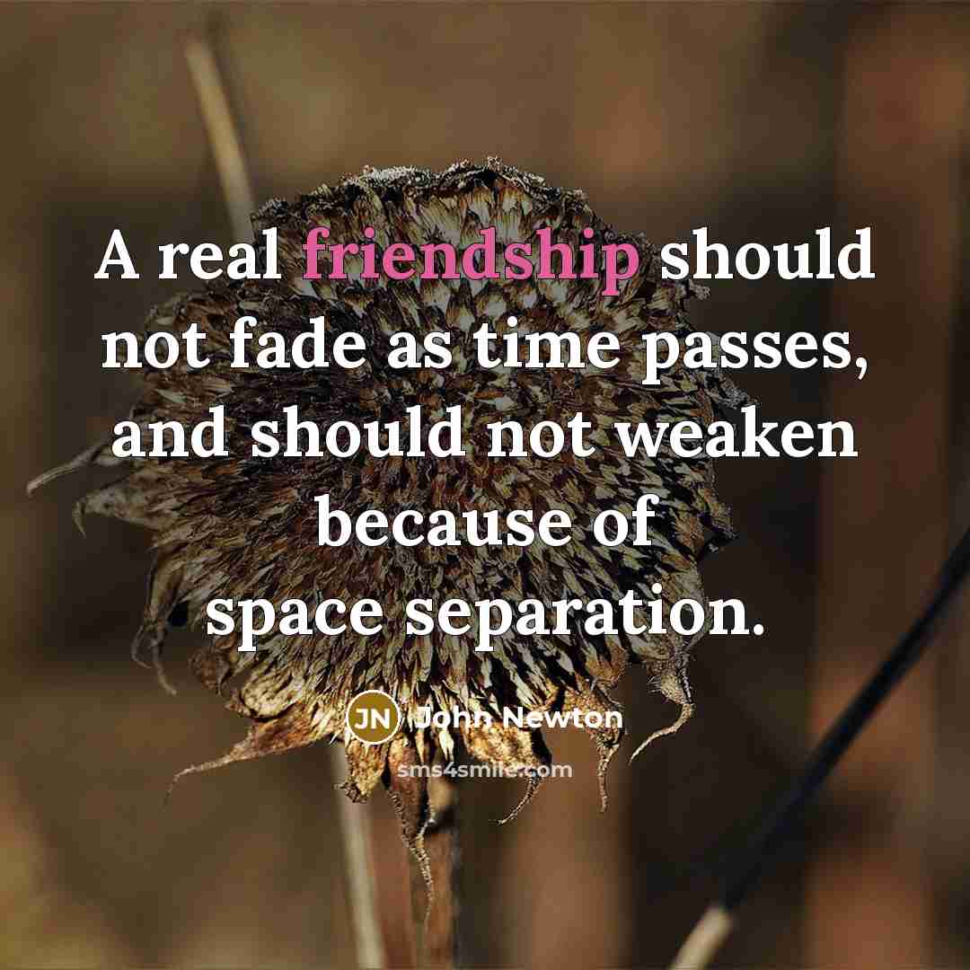 “A real friendship should not fade as time passes, and…” quote by John Newton