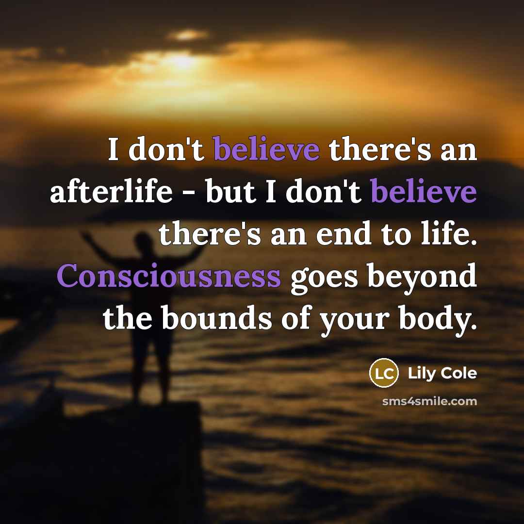“I don't believe there's an afterlife - but I don't…” quote by Lily Cole