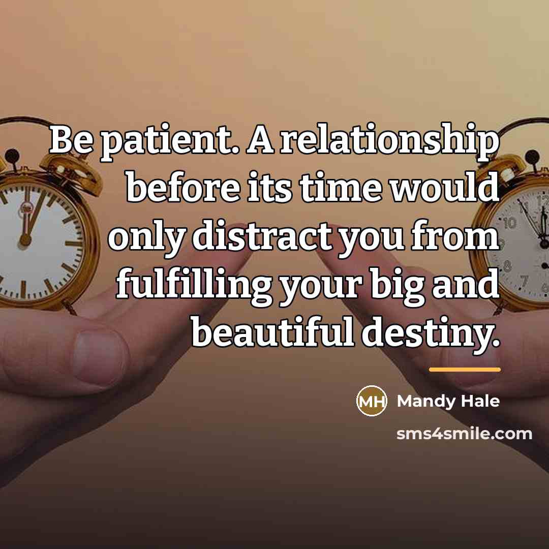 “Be patient. A relationship before its time would only distract…” quote by Mandy Hale