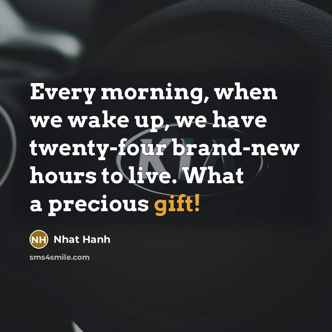 “Every morning, when we wake up, we have twenty-four brand-new…” quote by Nhat Hanh