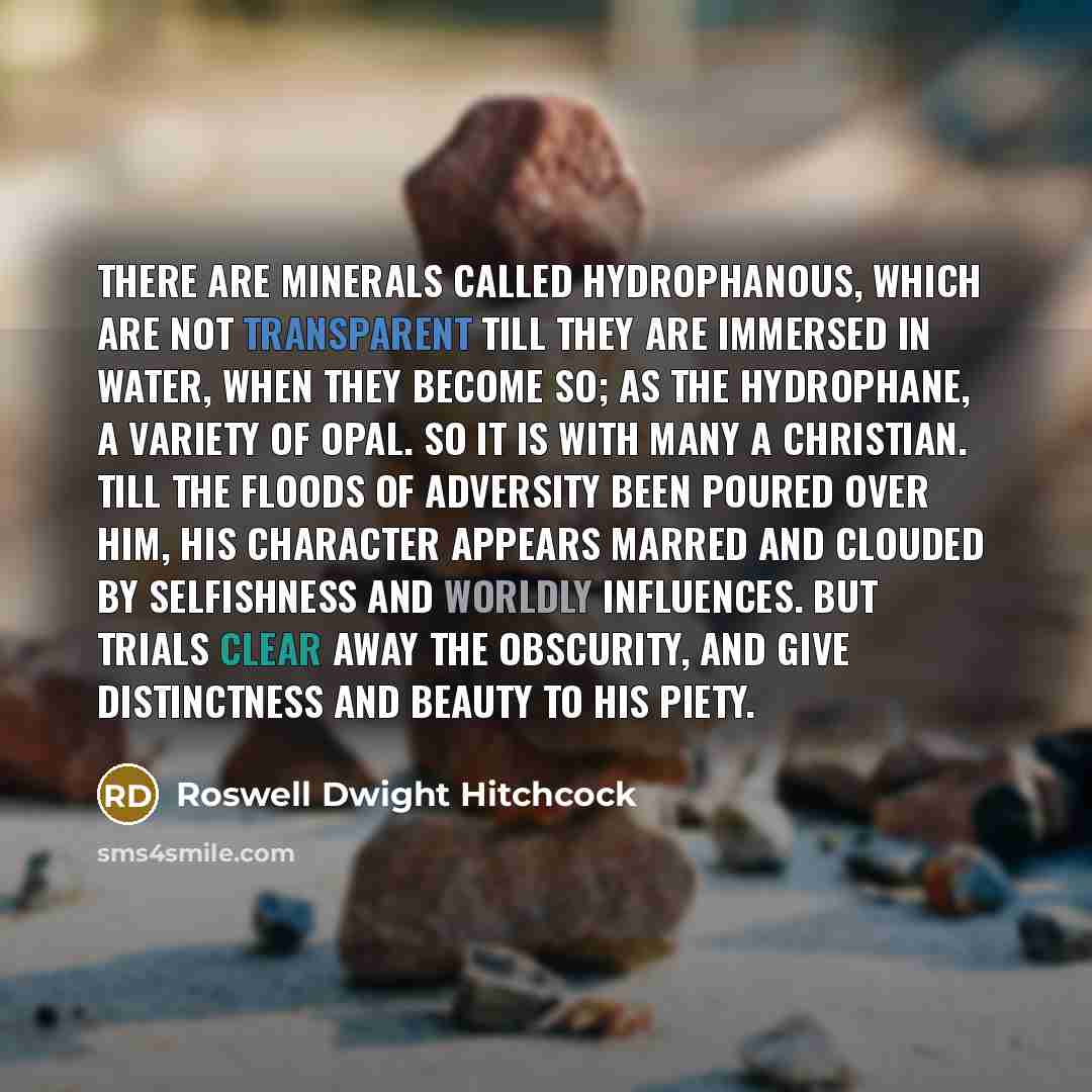 “There are minerals called hydrophanous, which are not transparent till…” quote by Roswell Dwight Hitchcock