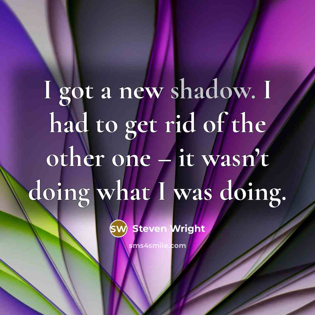 “I got a new shadow. I had to get rid of the other one – it wasn’t doing what I was doing.” quote by Steven Wright