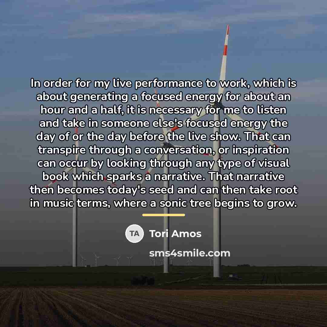 “In order for my live performance to work, which is…” quote by Tori Amos