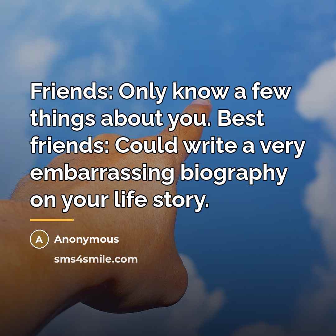 “Friends: Only know a few things about you. Best friends:…” quote by Anonymous