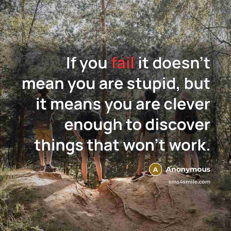 “If you fail it doesn't mean you are stupid, but…” quote by Anonymous