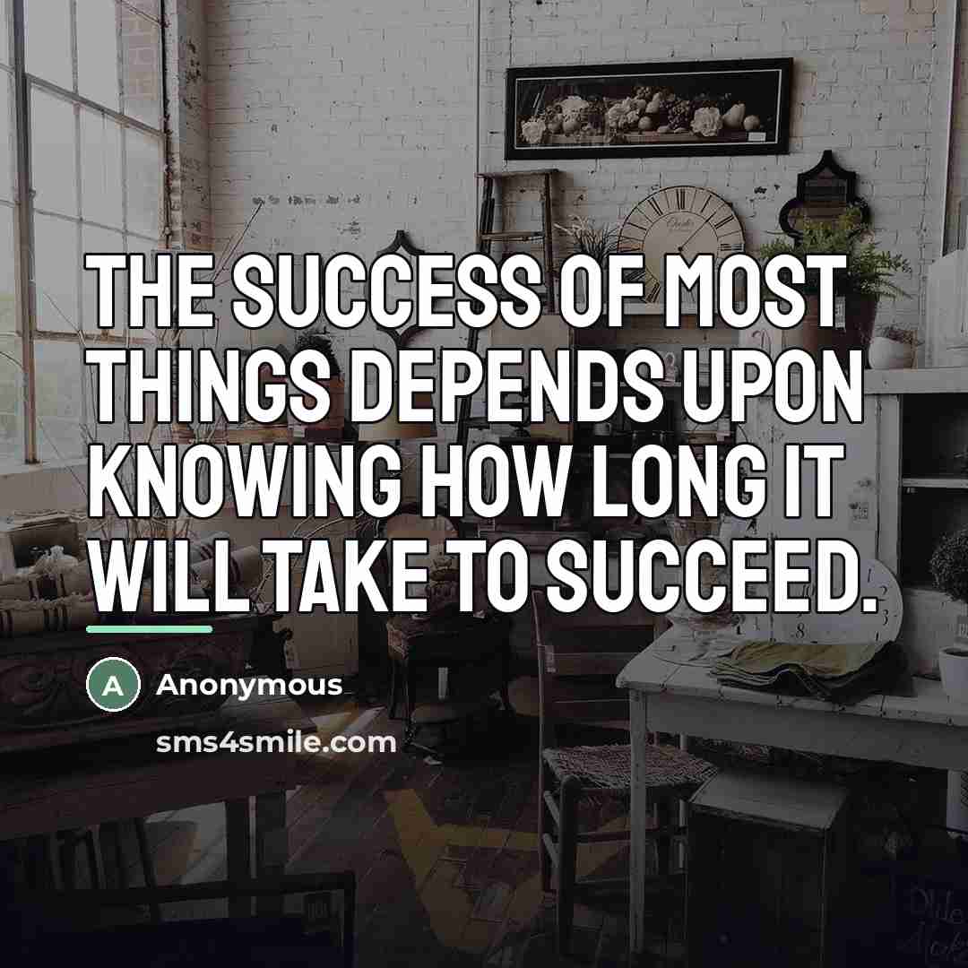 “The success of most things depends upon knowing how long…” quote by Anonymous
